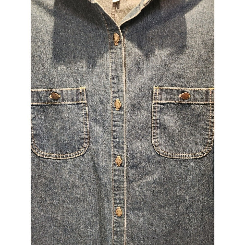 Calvin Klein Denim Shirt Dress Midi Length Long Sleeve Button Up sz 11 - Picture 2 of 10